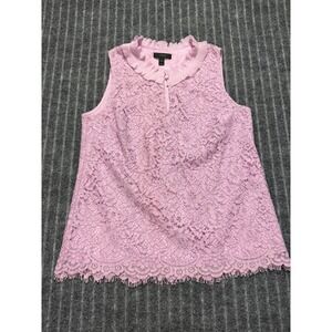J.Crew Lace Sleeveless Top Women's Small Ruffle Neck Formal Preppy Dressy Ryffle